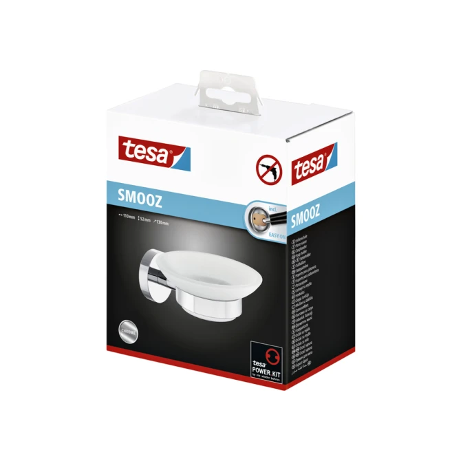 Zeephouder tesa® Smooz hoogglans verchroomd metaal zelfklevend