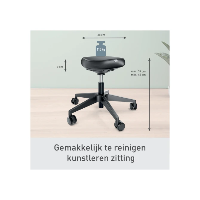 Zitkruk Leitz Ergo met wieltjes en comfortzitting