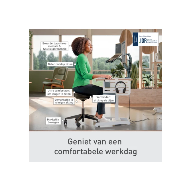 Zitkruk Leitz Ergo met wieltjes en comfortzitting
