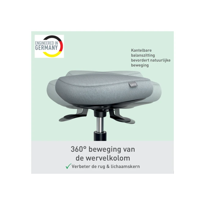 Zitkruk Leitz Ergo met wieltjes en wiebelkussen