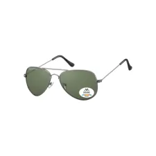 Zonnebril Montana met groen G15 gepolariseerd glas staalkleurig