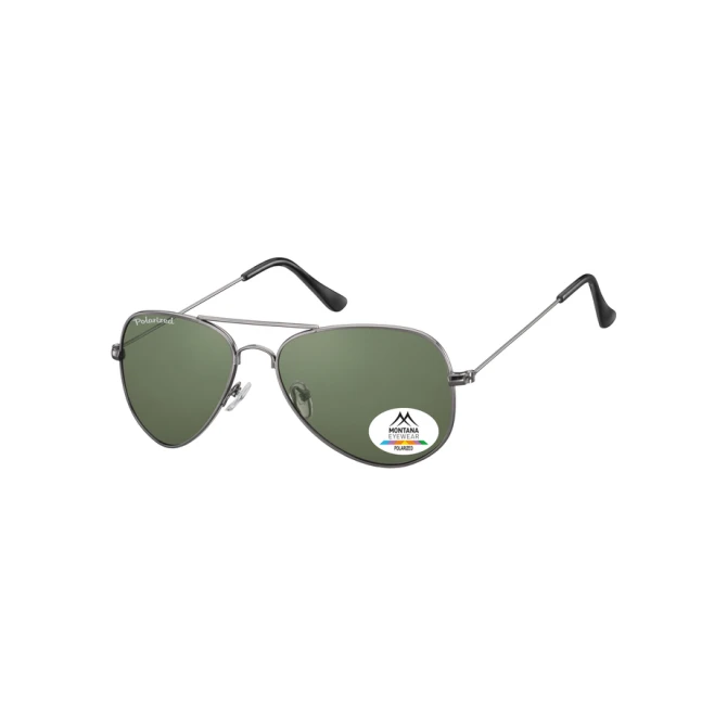 Zonnebril Montana met groen G15 gepolariseerd glas staalkleurig
