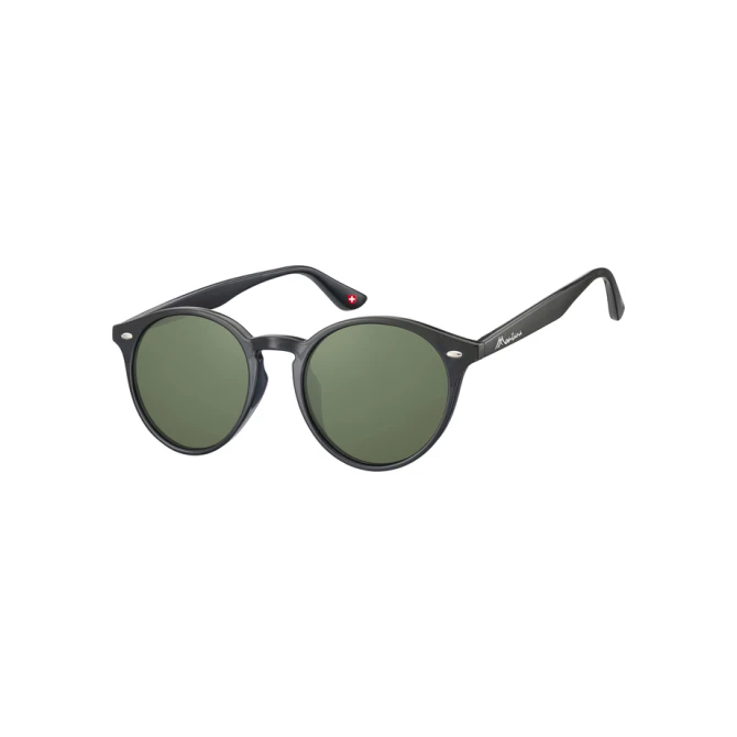 Zonnebril Montana met groen G15 rond glas zwart