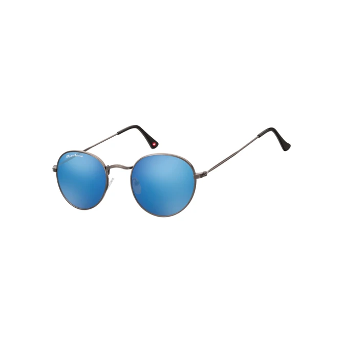 Zonnebril Montana met Revo blauw rond glas met staalkleurig