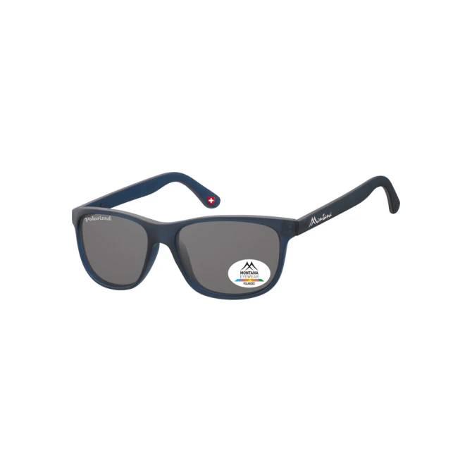 Zonnebril Montana met smoke gepolariseerd glas mat blauw