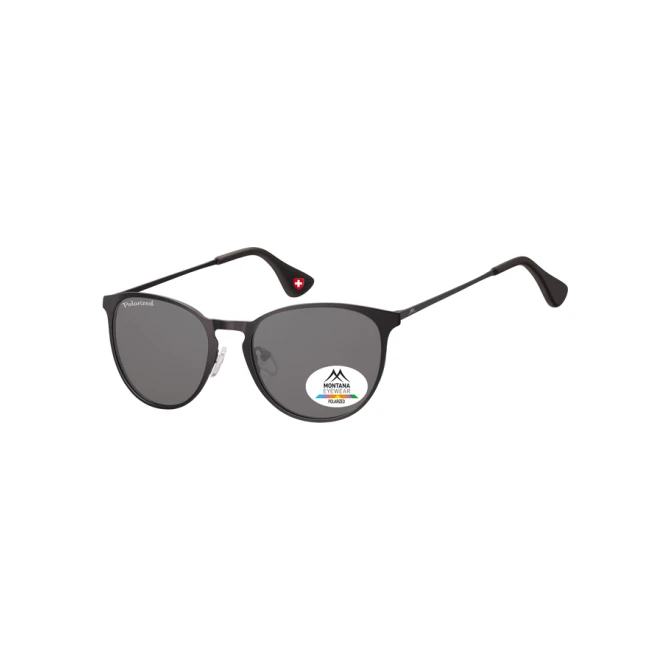 Zonnebril Montana met smoke gepolariseerd rond glas en metalen pootje zwart